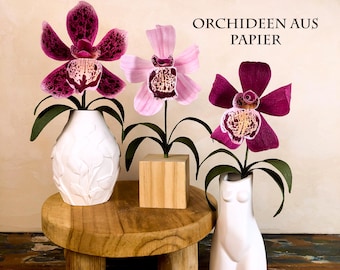 Papierblume Orchidee | Krepppapier Blumen handgemacht | stilvolle Papierblumen Deko | ausgefallene Blumen Geschenke | Orchideen künstlich