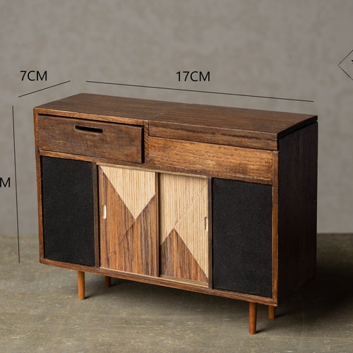 Stereo record cabinet, dollhouse furnitures 1:6 scale doll shops furniture, BJD, roombox, vintage dollhouse, dollhouse miniatures