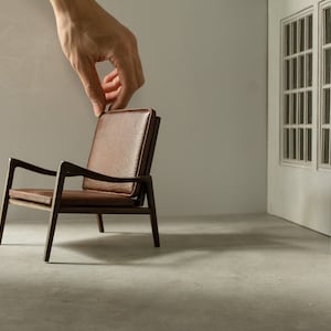 Scandinavian armchair 1:6 scale - Furniture miniatures, BJD, roombox, vintage dollhouse, ooak doll
