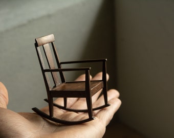 Old rocking chair 1:12 scale - roombox, antique dollhouse, vintage dollhouse, dollhouse miniatures, miniatures