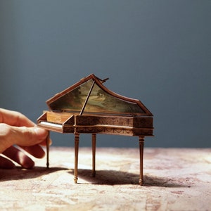Harpsichord 1/12 scale - doll furniture, BJD, roombox, antique dollhouse, vintage dollhouse, dollhouse miniatures