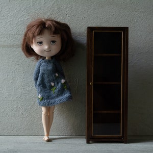 Wood cabinet 1:6 scale - furniture, blythe, BJD, roombox, antique dollhouse, vintage dollhouse, dollhouse miniatures