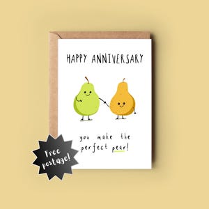 Carte de jeu de mots drôle d'anniversaire de poire - « Paire parfaite »