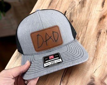 Personalized Handwritten {Richardson 112} Leather Patch Hat | Fathers Day Gift | Child’s Handwriting Hat | Personalzied Grandpa Gift