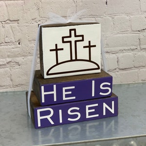 He Is Risen Religious Easter Stacker Blocks | Spring Decor | Easter Decor | Easter Blocks | Mantel Decor