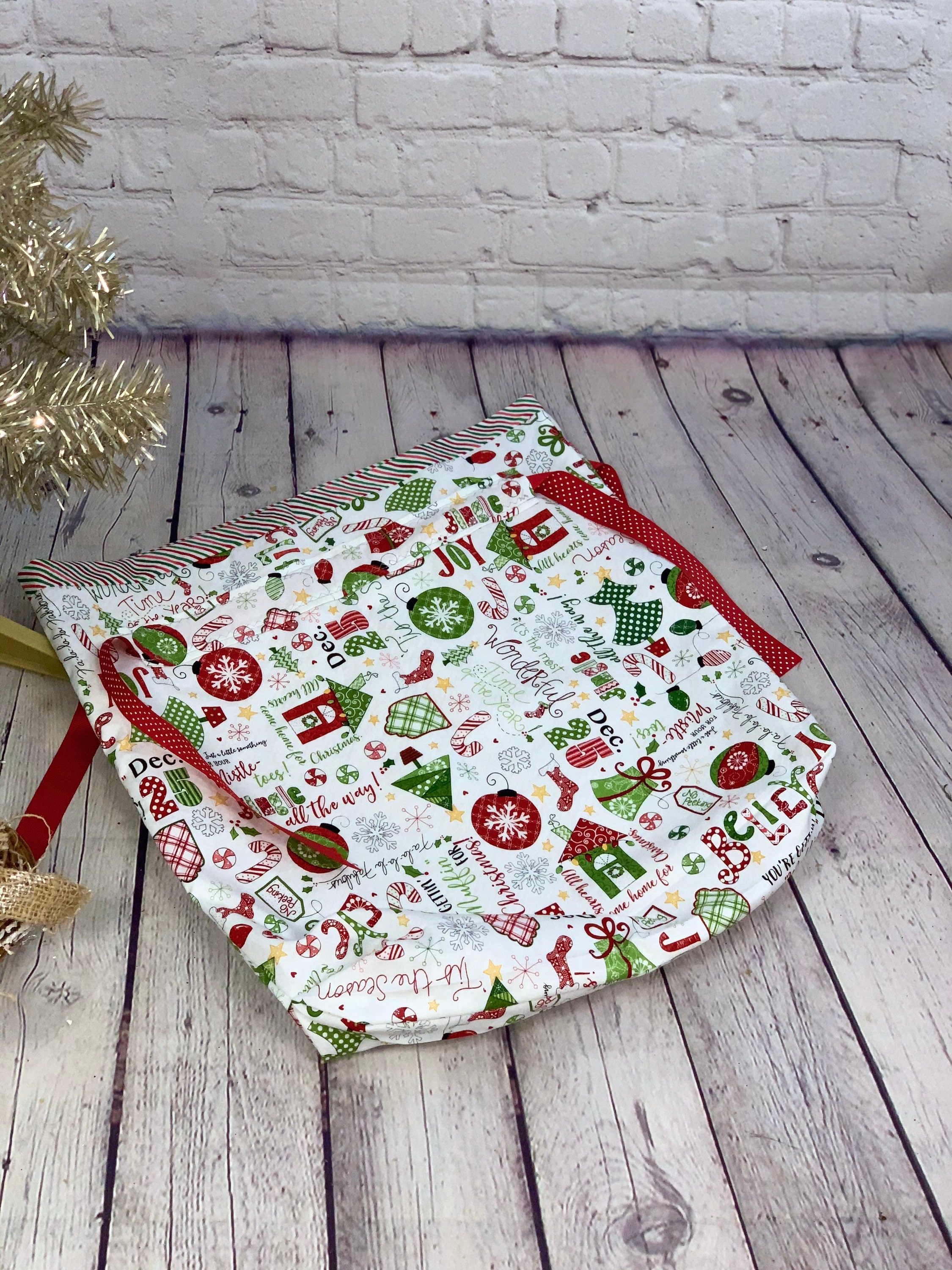 Medium Reusable Christmas Gift Bag Santa Bag Reusable Gift Etsy
