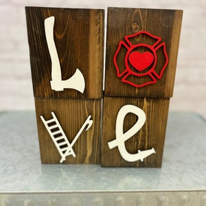 3D Firefighter Love Blocks Firefighter Decor Farmhouse Blocks Fireman Decor image 4