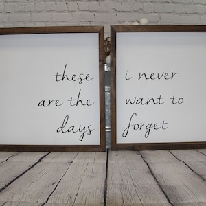 These are the days I never want to forget Farmhouse Set of 2 Signs | Nursery Decor | Duo Sign Set