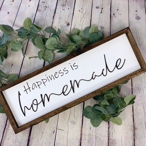 Happiness is Homemade Farmhouse Sign | Dining Room Sign | Living Room Wall Decor | Happiness is Homemade