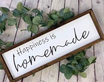 Happiness is Homemade Farmhouse Sign | Dining Room Sign | Living Room Wall Decor | Happiness is Homemade