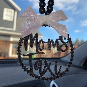 Mom&#39;s Taxi Mirror Charm | Car Charm | Rear View Mirror Charm | New Driver Gift | Mom Gift | Car Charm