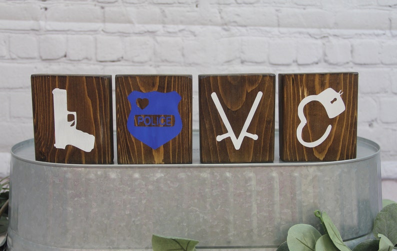 Police Officer Love Blocks | Police Officer Decor | Farmhouse Blocks ...