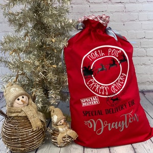 Personalized Extra Large Reusable Christmas Gift Bag | Personalized Santa Bag | Personalized Santa Sack | Fabric Gift Bag