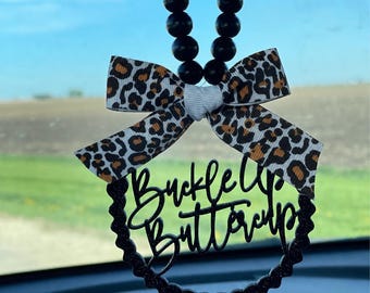 Buckle Up Buttercup Mirror Charm | Car Charm | Rear View Mirror Charm | New Driver Gift | Funny Teen Gift | Funny Car Charm