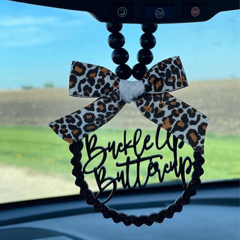 Buckle Up Buttercup Mirror Charm | Car Charm | Rear View Mirror Charm | New Driver Gift | Funny Teen Gift | Funny Car Charm image 1