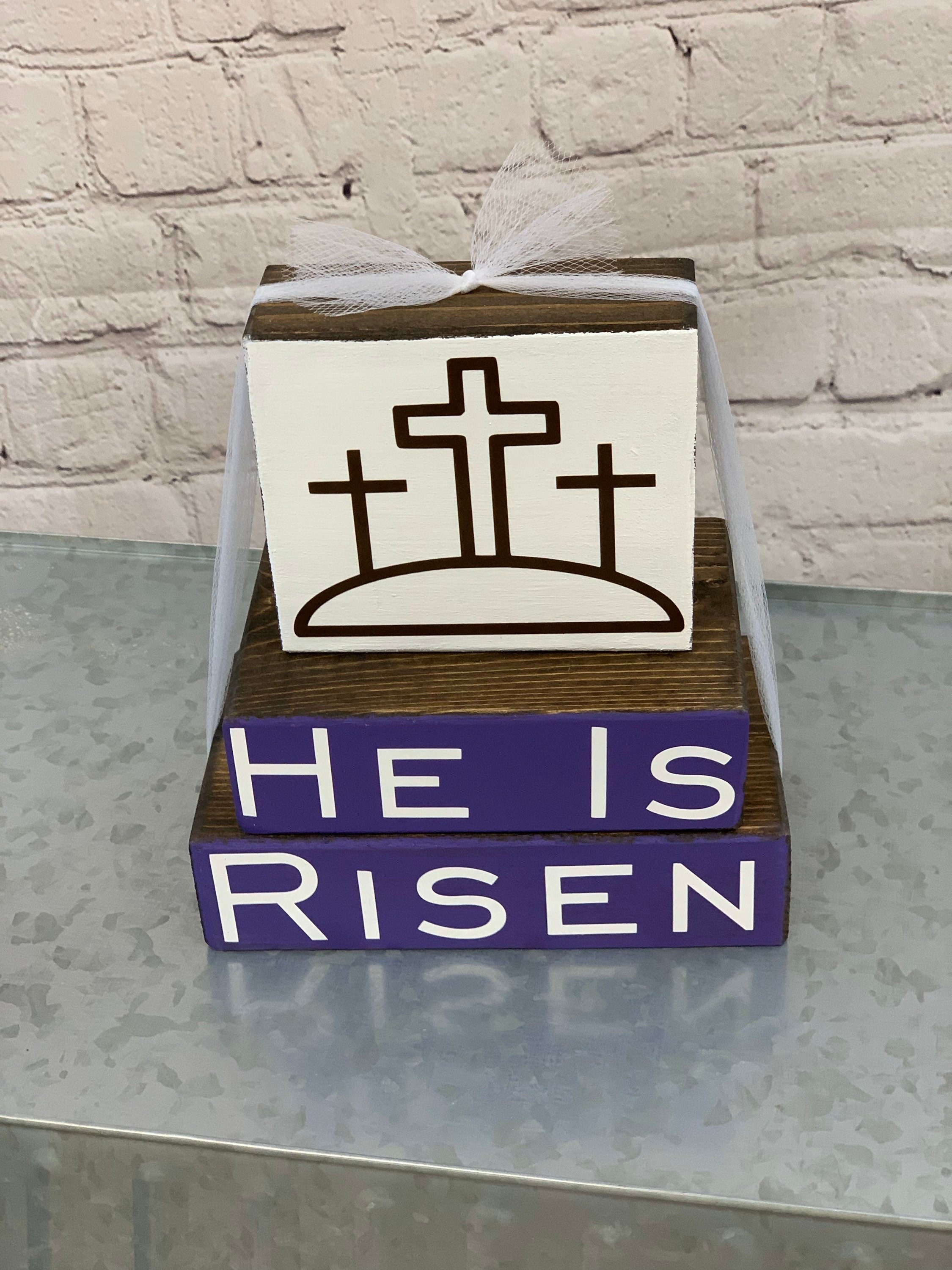 He is Risen Religious Easter Stacker Blocks Spring Decor Etsy