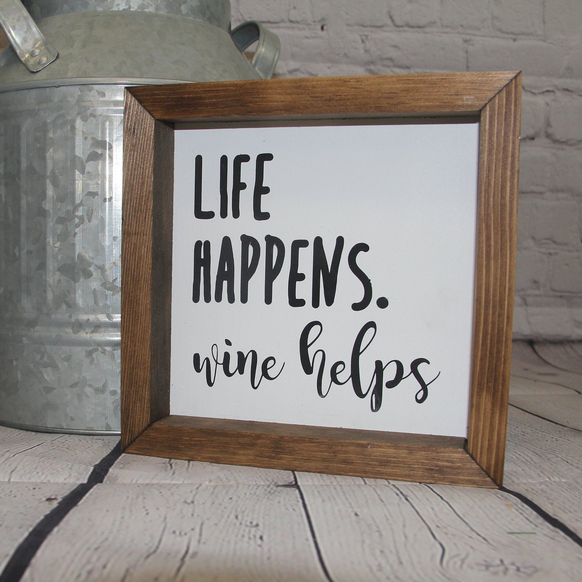 Life Happens Wine Helps Sign Farmhouse Mini Sign Wine | Etsy