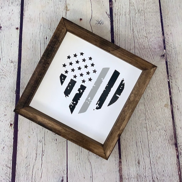 Correctional Officer Heart Farmhouse Mini Sign | Thin Silver Line Decor | Correctional Officer Gift | Correctional Office Wife Gift