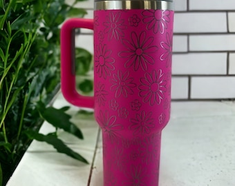 Daisy Floral Engraved Tumbler | 40 Ounce Tumbler | Floral Water Bottle | Mothers Day Gift | Teen Gift | New Mom Gift