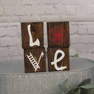 3D Firefighter Love Blocks Firefighter Decor Farmhouse Blocks Fireman Decor image 8