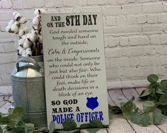 God Made a Police Officer Sign | Police Gift | Police Officer Decor | Police Wife Gift | Thin Blue Line | Law Enforcement