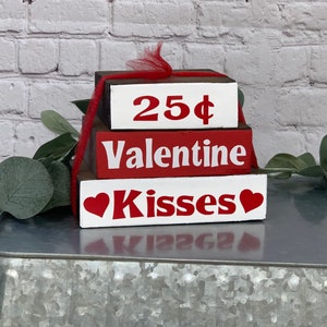 Valentine&#39;s Day Stacker Blocks | Valentines Day Decor | Valentine Blocks | Valentine Kisses