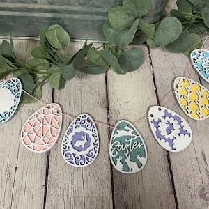 Easter Egg Garland | Easter Decor | Easter Garland | Spring Decor | Laser Cut Easter Eggs | Spring Garland