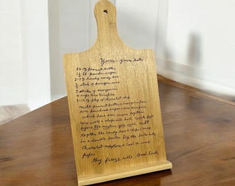 Personalized Engraved Recipe Cookbook Holder | Handwritten Family Recipe Keepsake | Memorial Gift for Grandma | Custom Kitchen Decor
