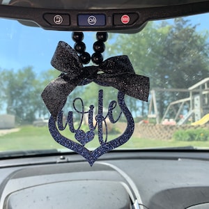 Police Wife Car Mirror Charm | Car Charm | Rear View Mirror Charm | Police Wife Gift | Thin Blue Line Gift | Law Enforcement Wife Gift