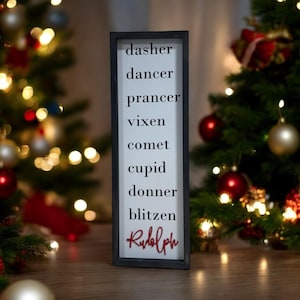 Reindeer Name Vertical Farmhouse Sign | Farmhouse Christmas | Modern Christmas Decor | Reindeer Sign | Reindeer Names