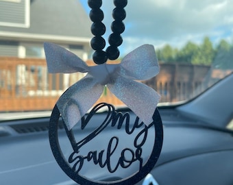 Love My Sailor Car Mirror Charm | Car Charm | Rear View Mirror Charm | Sailor Wife Gift | Military Wife Gift | Sailor Girlfriend Gift