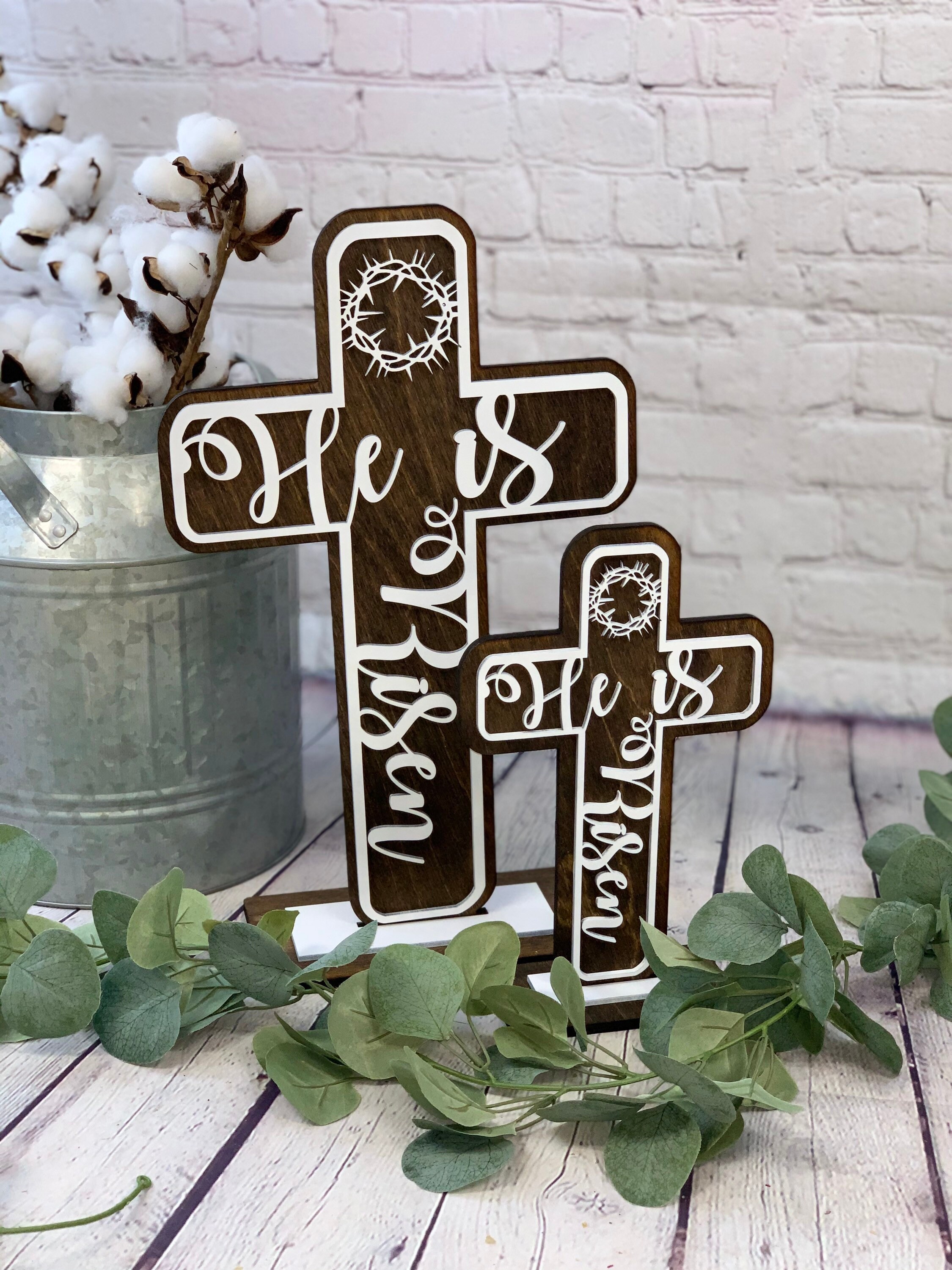 Easter Cross Laser Cut Decor Religious Easter Decor Etsy