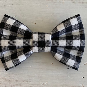 Black and White Gingham Check Dog Bow Tie