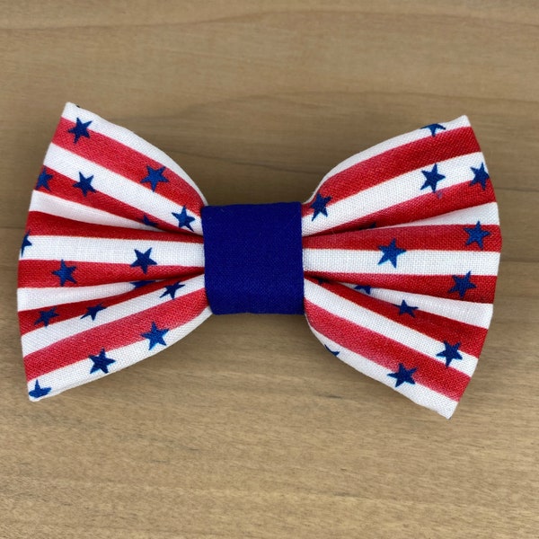 Red White and Blue Dog Bow Tie