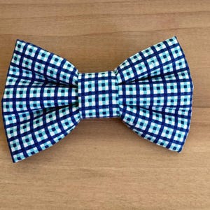 Navy Green Plaid Dog Bow Tie