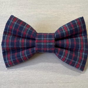 Navy Plaid Dog Bow Tie