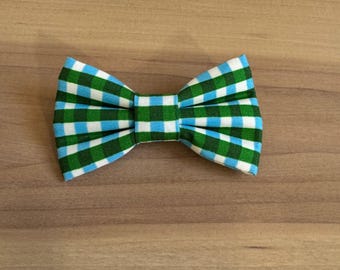Blue and Green Plaid Dog Bow Tie