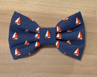 Red Sailboat Dog Bow Tie