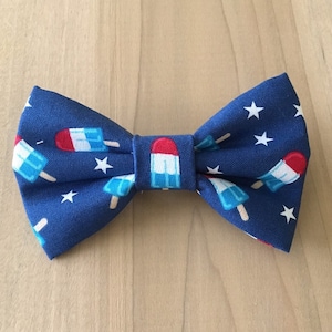 Red, White and Blue Popsicle Dog Bow Tie