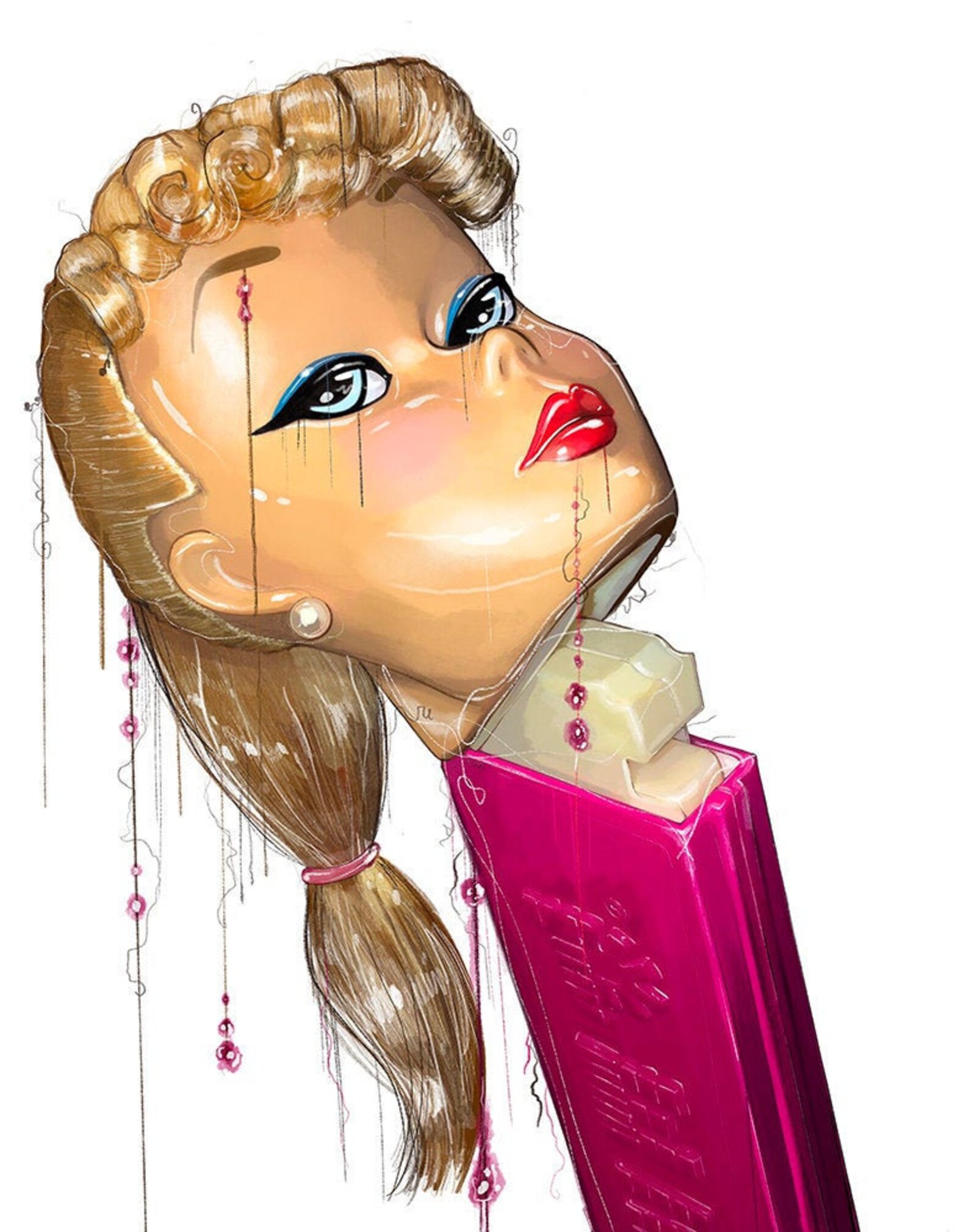 Barbie Fish MELTED PLASTIC Digital Illustration | Etsy