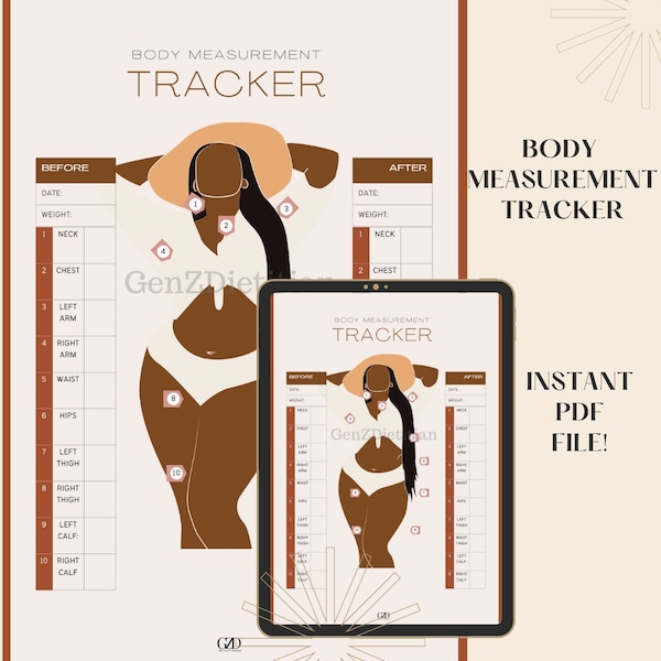 Body Measurement Tracker African American| Body Positive Measurement Tracker| Weight Tracker| Weight Loss Tracker| Weight Loss Planner