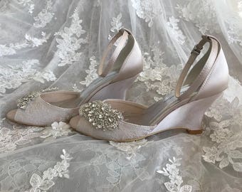 silver rhinestone wedges