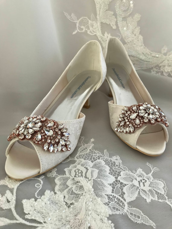 Ivory Lace Shoes For The Bride Low Heel Bridal Shoes Etsy