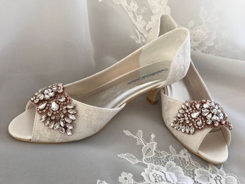 Ivory Lace Shoes for the Bride Low Heel Bridal Shoes - Etsy
