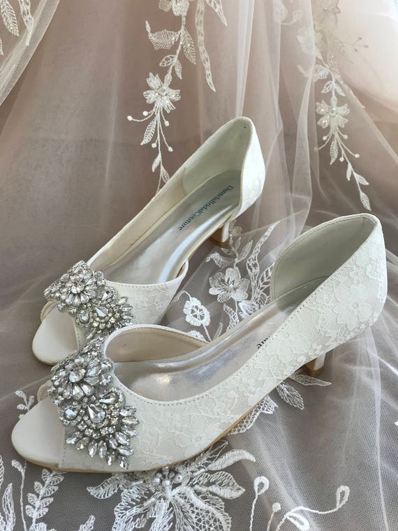 bridal shoes low heel ivory