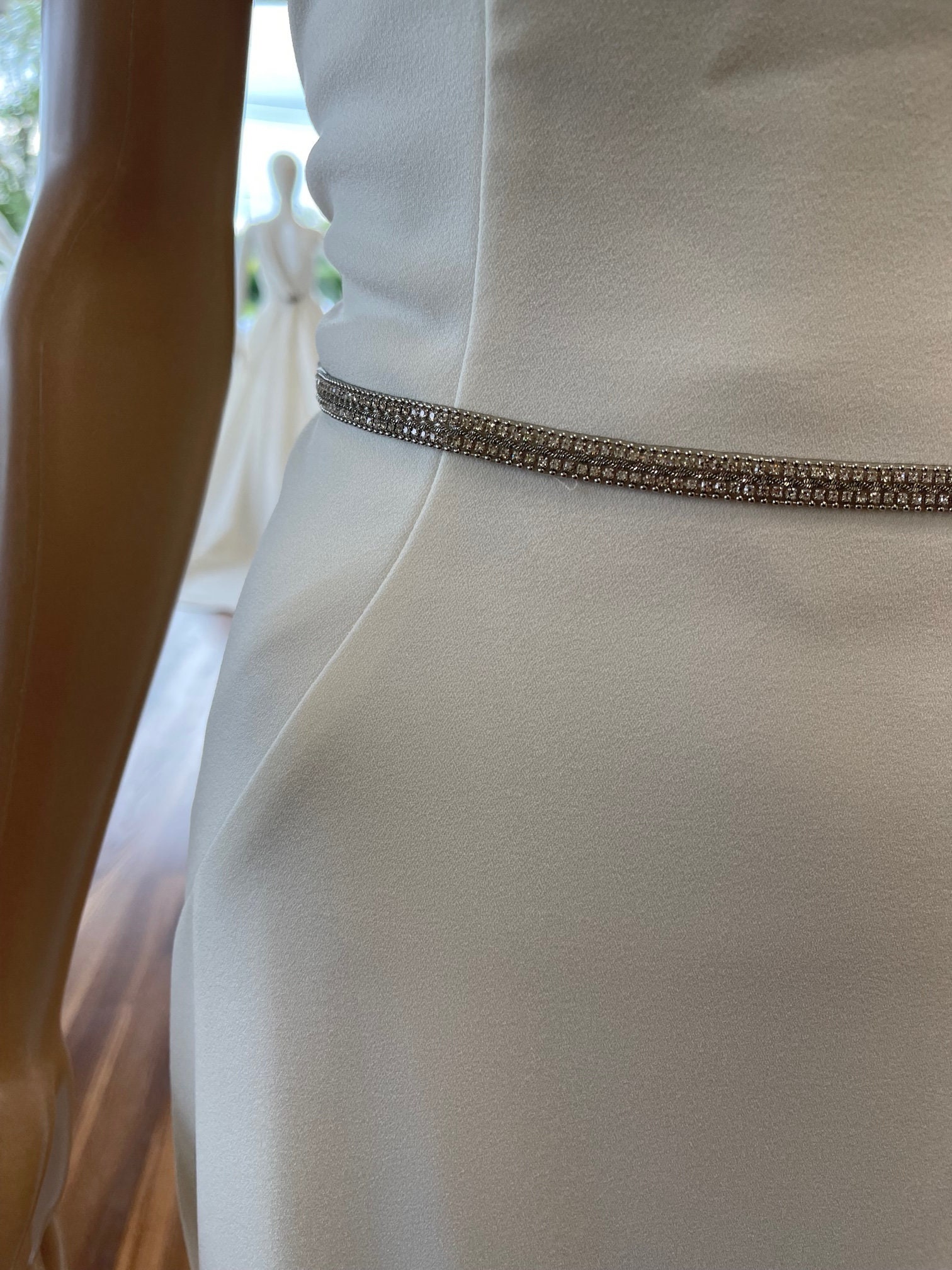 1 Yard Beaded Bridal Trim , Iron on for Thin Bridal Straps or Belt Etsy