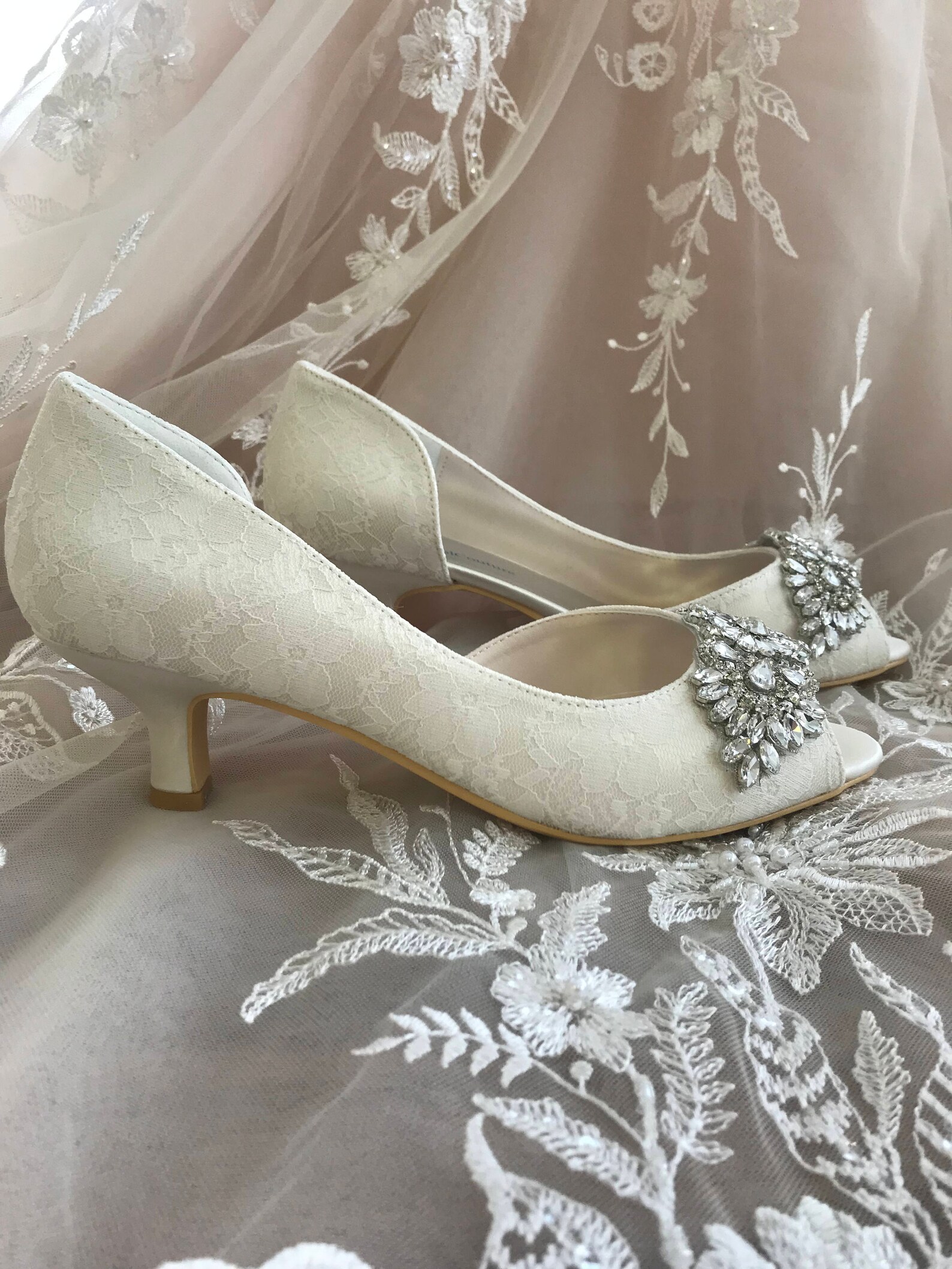 low heel bridal shoes ivory