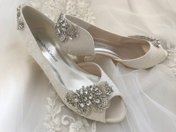 Comfortable And Classy Ivory Lace Shoes For The Bride With Etsy