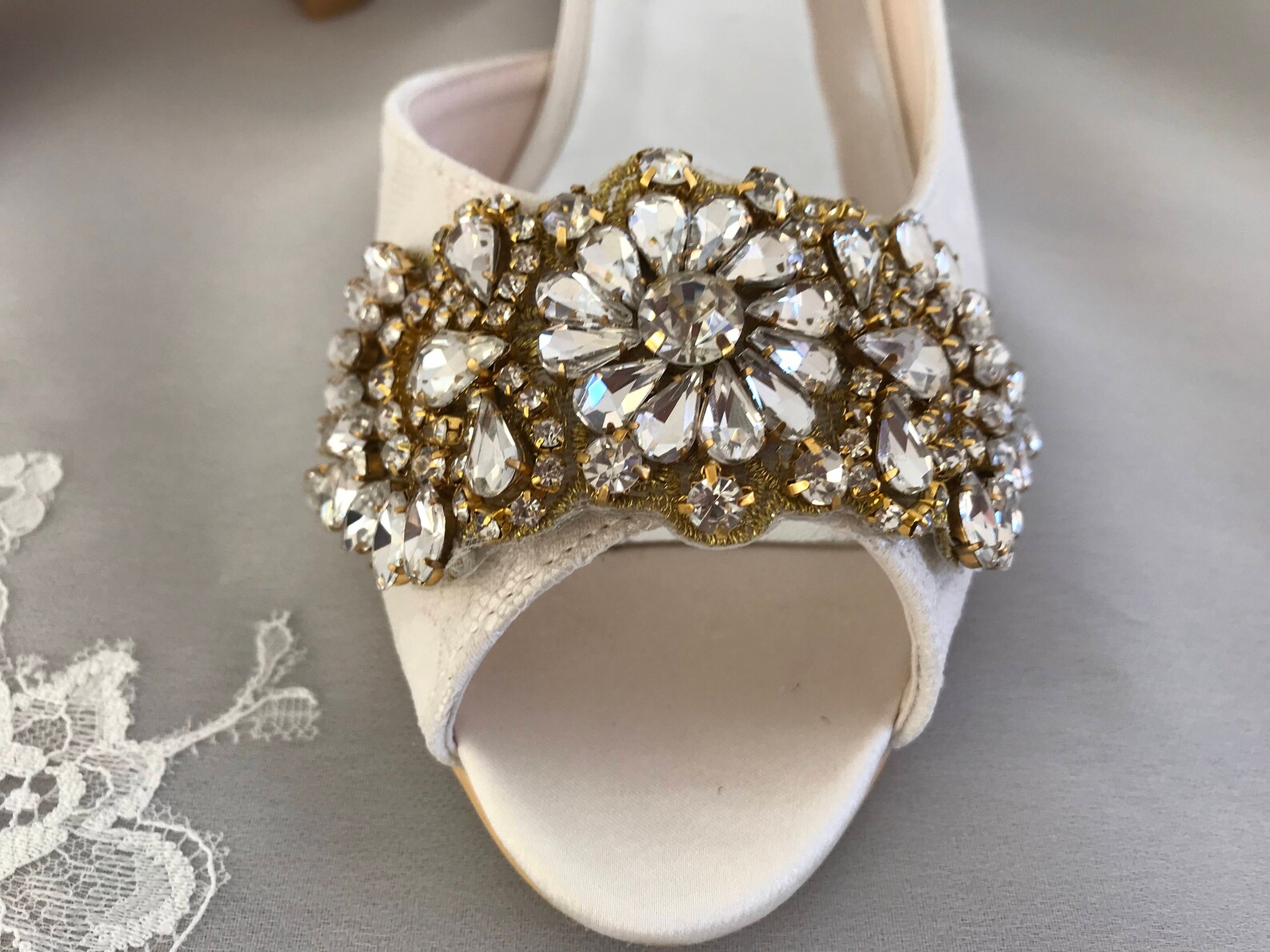 low heel bridal shoes ivory