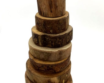 Wooden Pyramid Wheels, handmade natural wooden blocks, Waldorf, Montessori educational philosophy